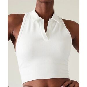 NWT Athleta Aurora Seamless Cropped Polo Tank in White